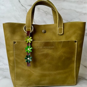 Three mini Daisy  Leather keychain & charm in fun tone color combination