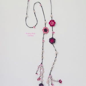 leather flower lariat necklace - some pretty color combinations image 8