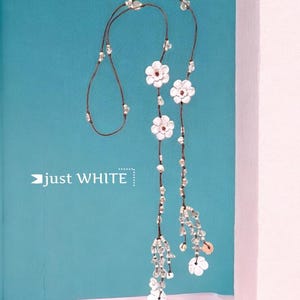 leather flower lariat necklace - some pretty color combinations just WHITE
