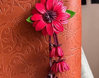 Camille’s leather flower  keychain and / or bag charm in some colors