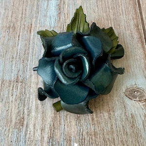 Bethany's leather ROSE on Medium hair clip in some colors rose d BLU