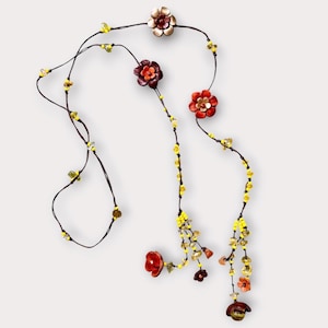 leather flower lariat necklace - some pretty color combinations image 3