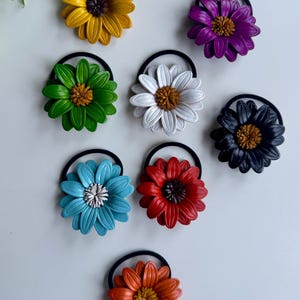 Leather Flower hairties and ponytail holder