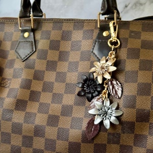 Jannas Leather flowers on chain strand purse / bag charm image 8