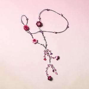 leather flower lariat necklace - some pretty color combinations pink combo