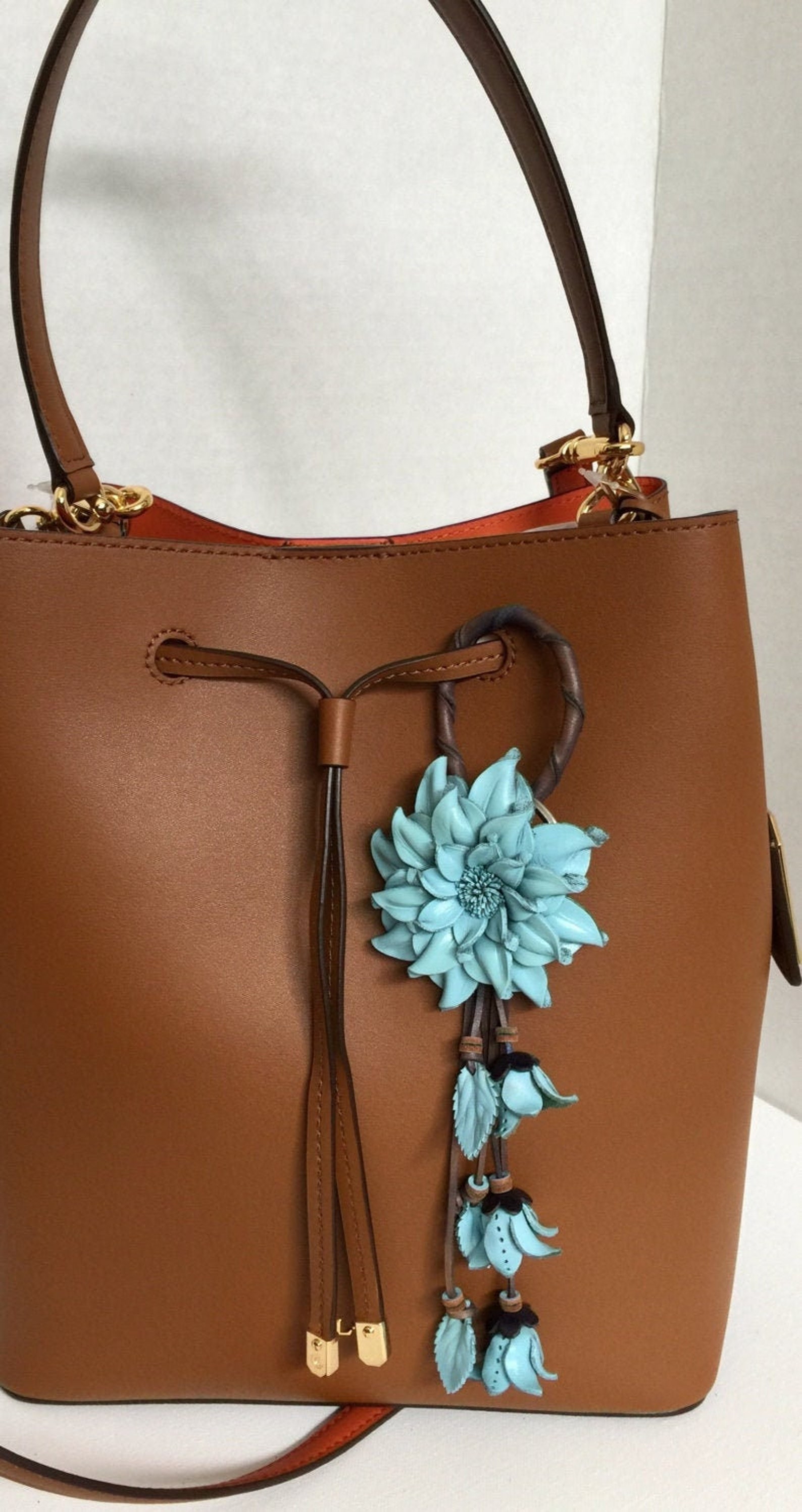 Dahlia Flower Inspired Leather Purse Charm & Keychain in Light - Etsy
