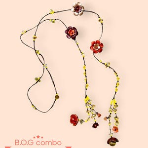 leather flower lariat necklace - some pretty color combinations B.O.G combo