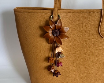Emily’s  keychain and/or purse charm in brown/muted/golden colors with carabiner ring