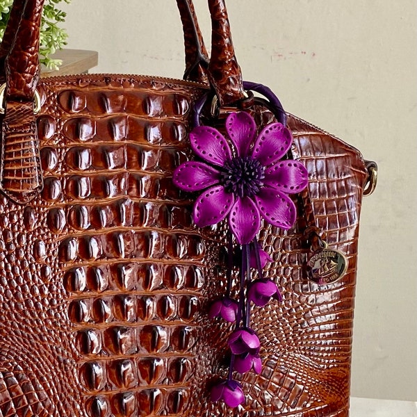 Jennifer’s leather purse charm & keychain in purple combination