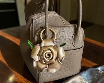 Rose inspired leather purse charm & keychain in some colors