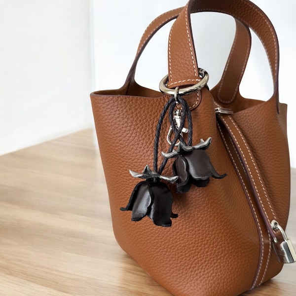 leather  duo bellflower key chain and purse charm  in some colors