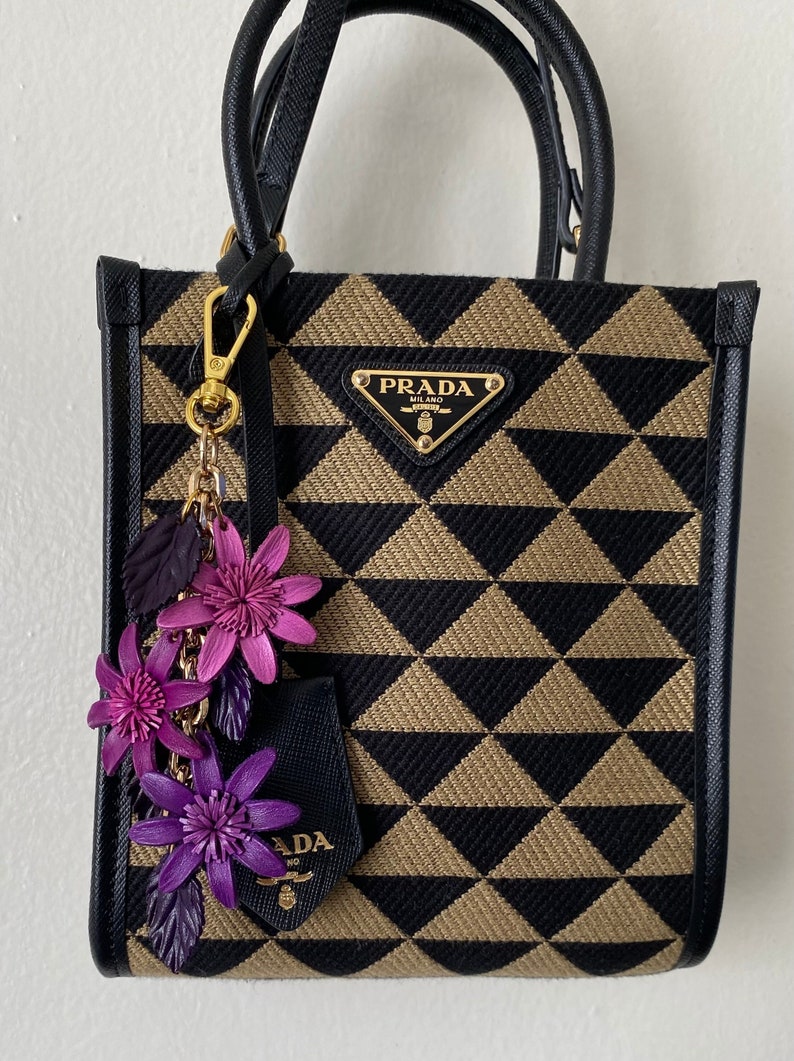 Jannas Leather flowers on chain strand purse / bag charm image 4