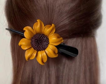 Markita’s Leather Flower on alligator clip