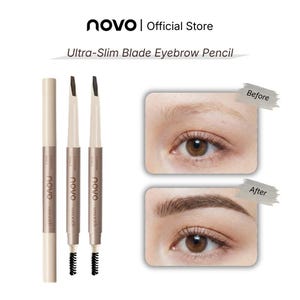 Novo Ultra Slim Blade Eyebrow Pencil Waterproof Smudge Proof Dual Ended Brow Pencil Spoolie Natural Hair Like Strokes Makeup Gift