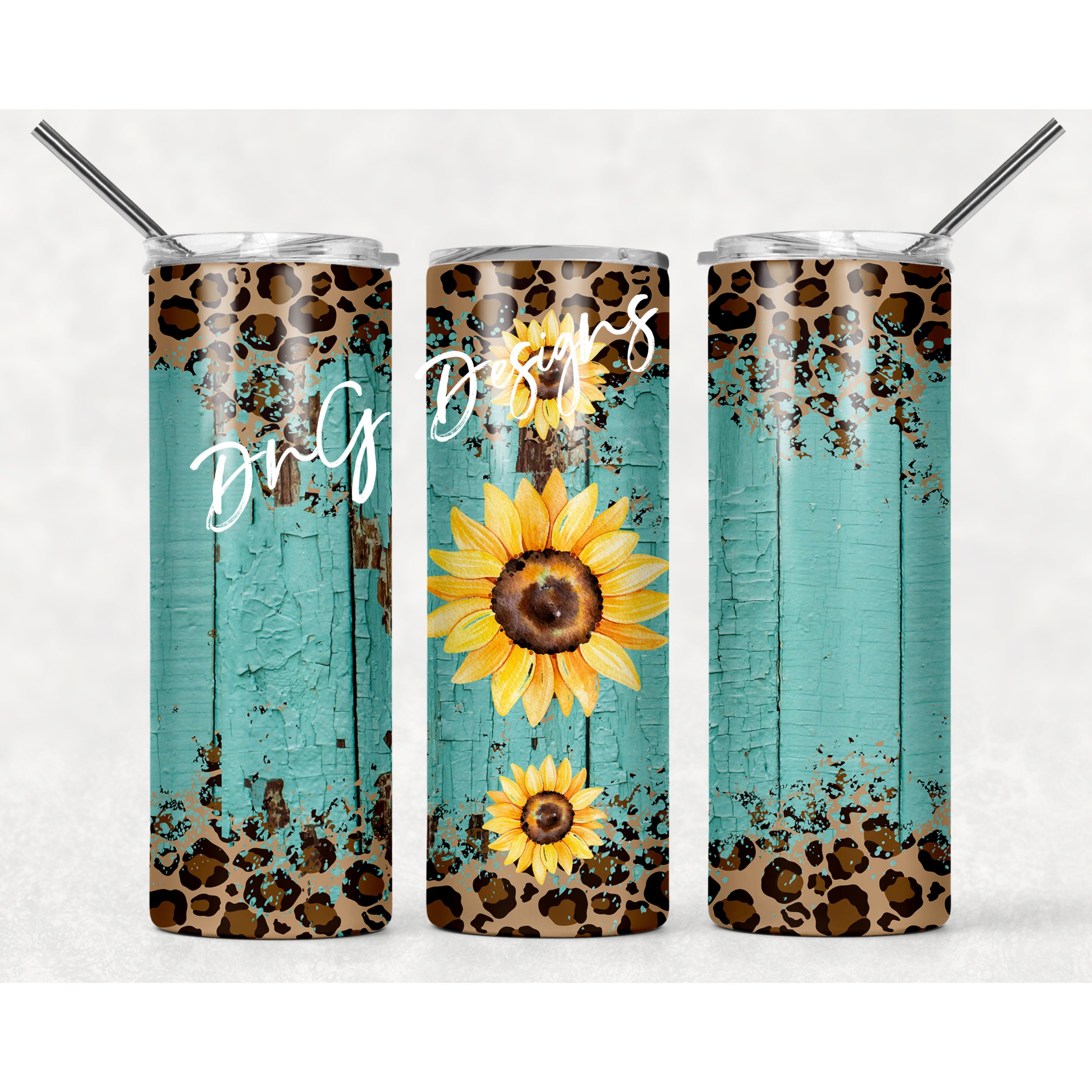 Sunflower Country/ Leopard Tumbler/ Rustic Country Tumbler/ Etsy