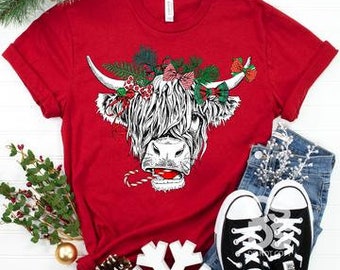 Christmas Cow Shirt - Etsy