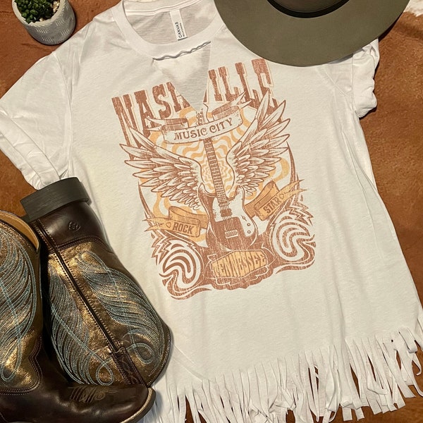 Nashville Distressed Country Shirt, Guitar, Vintage Nashville Country Shirt, Western Boutique, Concert Graphic Tee, Women's Graphic Tee