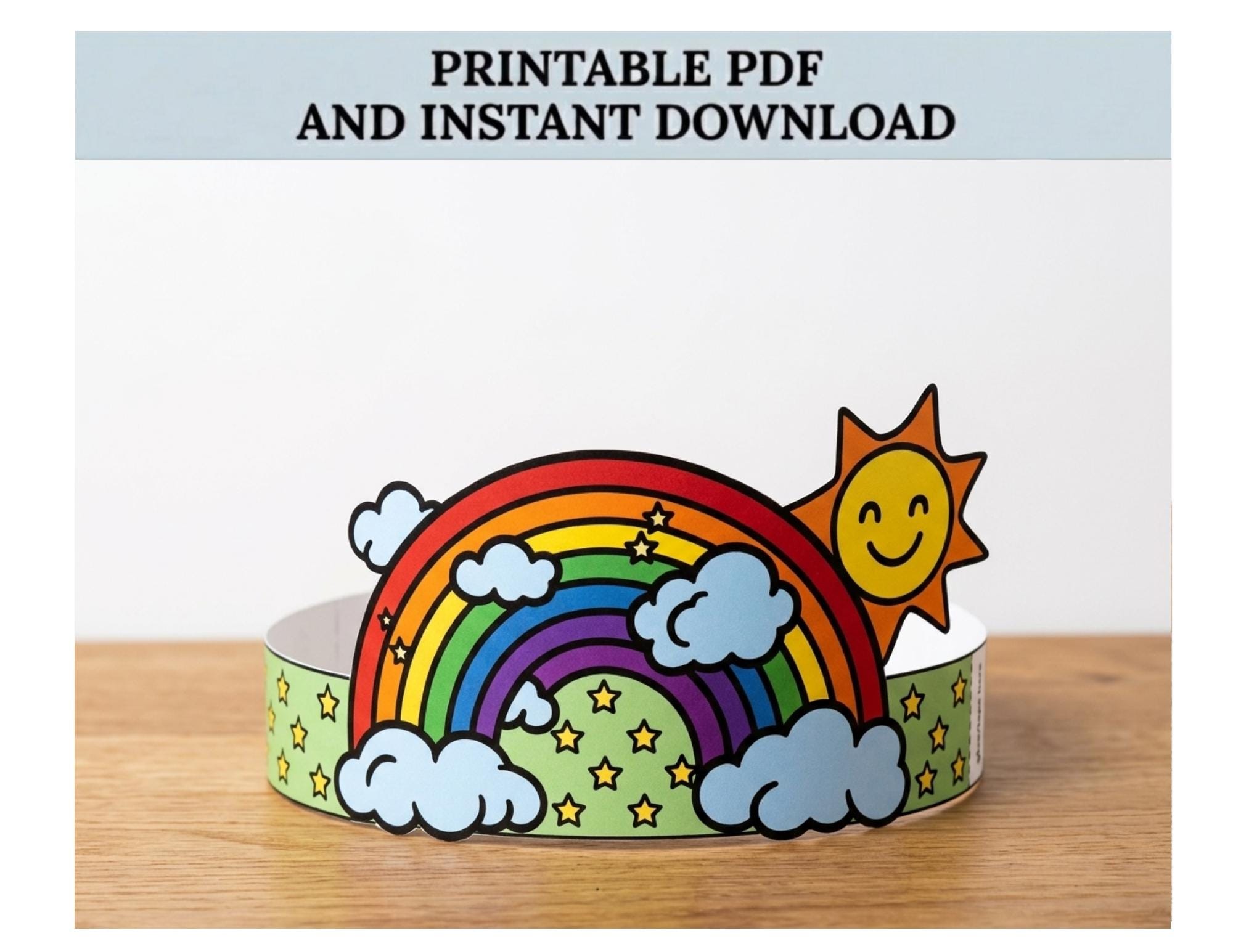 Rainbow Birthday Crown Template for Kids Printable Paper Crown Craft…