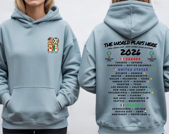 North America Soccer 2026 Hoodie, Football Cup Host Cities Pull-Over, USA Canada Mexico Soccer Tournament Hooded Top, Football Match Gear