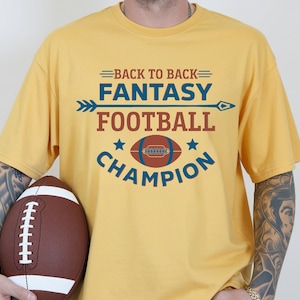 Back to Back Fantasy Football Champion Shirt, Funny Football Custom League Winner Tee, Champion Title Comfort Colors T-Shirt