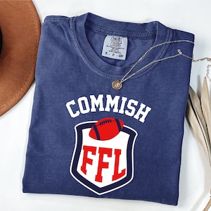 FFL Commish Graphic T-Shirt, Fantasy Football Commissioner Shirt, Funny Football League Manager Tee, Classic Shield Sports Top