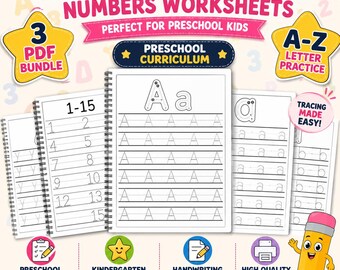 Alphabet Tracing Bundle | Preschool Curriculum | Letter Tracing Worksheets | Uppercase & Lowercase Handwriting Practice | 3 PDF Bundle