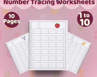 Number Tracing Worksheets 1-10 | Preschool Number Writing Practice | Traceable Numbers PDF | Kindergarten Count and Trace | PDF Download