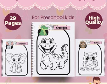 Jungle Animals Coloring Pages for Kids | 29 Printable Pages (Digital Download)