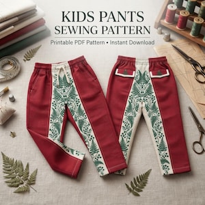 Kids Pants Sewing Pattern PDF, Children’s Trousers Pattern, Elastic Waist Pants Pattern, Printable Sewing Pattern, Instant Digital Download
