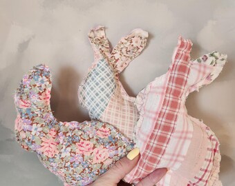 Spring Quilted Bunny Decor / Soft Plush Bunny Toy