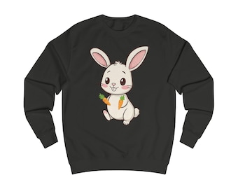 Süßes Sweatshirt mit Häschen und Karotten Cartoon Osterhase mit Rundhalsausschnitt