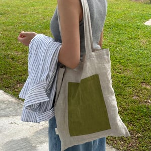 Handcrafted Hemp Patchwork Bag | Naturally Dyed Green Contrast Shoulder Bag