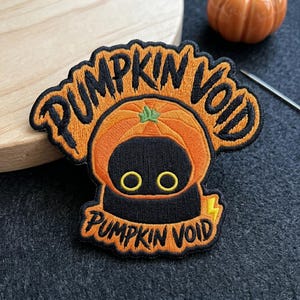 Pumpkin Void Embroidered Patch Halloween Spooky Cute Ghost Iron-On Applique
