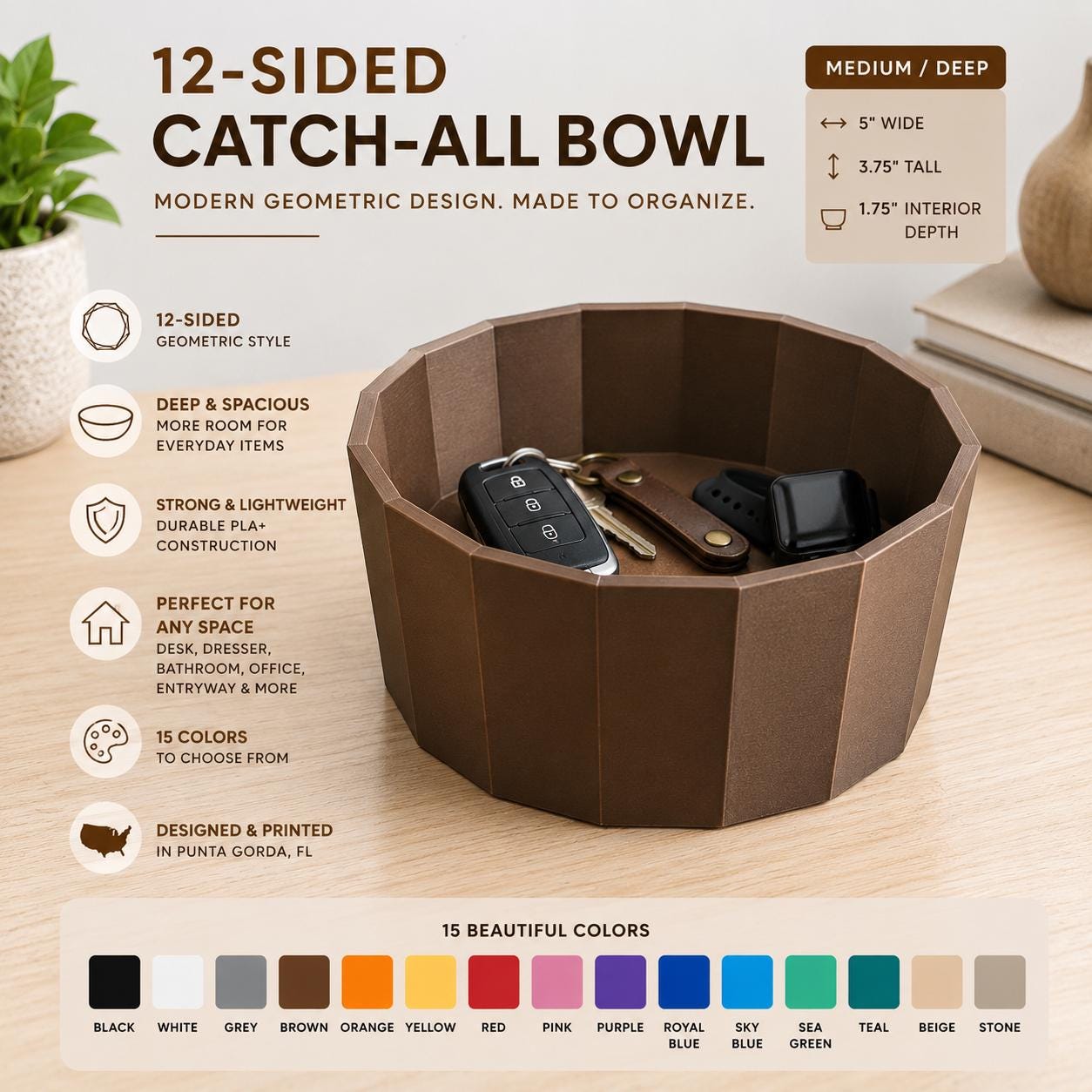 3D Printed 12-Sided Catch-All Bowl — image 2