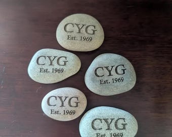 2.5" Smooth Custom Engraved Stone | LIGHT ENGRAVED