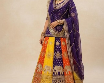 Vestido Rajpooti Poshak semi-costurado em georgette, vestido de dama de honra, vestido de casamento, vestido étnico indiano, vestido tradicional indiano, vestido Rajasthani