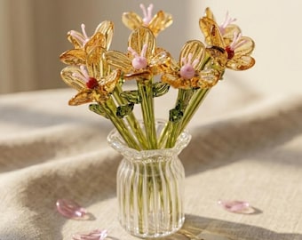 Regalo de flor de cristal para mamá, recuerdo personalizado soplado a mano, regalo de cumpleaños para el Día de la Madre