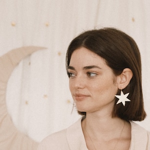 Large Star dangle earrings gold. Star gold earrings. Statement earrings. Large lightweight earrings. Celestial jewelry image 1