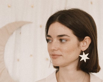 Star Dangle Earrings — Large Gold Filled Star Drop · Celestial Statement Jewelry