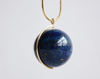 Lapis Lazuli Pendant Necklace — Planet Earth in Sterling Silver or Gold Filled · Blue Gemstone Jewelry