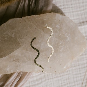 Snake Dangle Earrings | Aesthetic Jewelry | Serpent Earrings | Statement Jewelry | Long Wavy Earrings | Bold Gold Earrings