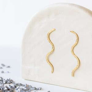 Snake Dangle Earrings | Aesthetic Jewelry | Serpent Earrings | Statement Jewelry | Long Wavy Earrings | Bold Gold Earrings
