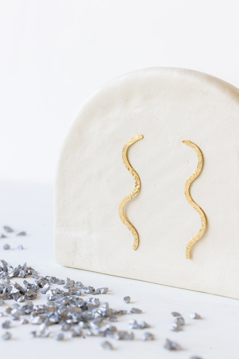 Snake Dangle Earrings | Aesthetic Jewelry | Serpent Earrings | Statement Jewelry | Long Wavy Earrings | Bold Gold Earrings