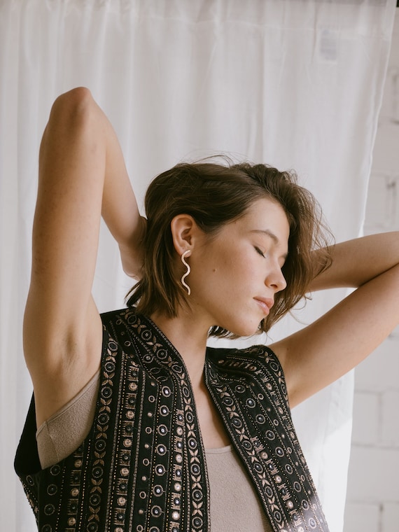 Gold Snake Dangle Earrings | Wavy Serpent Jewelry