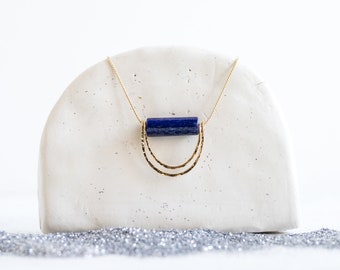 Collier en lapis-lazuli, or 18 carats, bijoux minimalistes en pierres précieuses