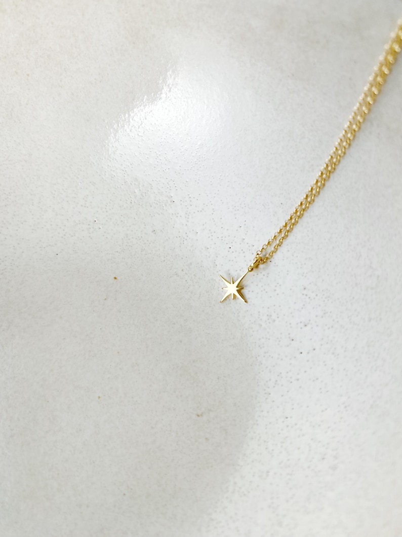 Starburst dainty necklace tiny star. North star necklace. Miscarriage memorial necklace. Celestial jewelry. Star choker