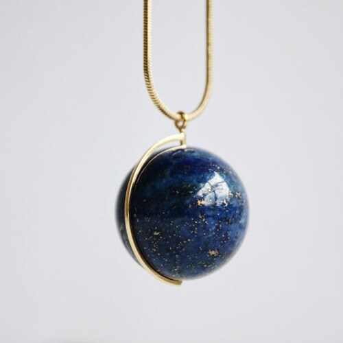 Lapis Lazuli Pendant Necklace — Planet Earth in Sterling Silver or Gold Filled · Blue Gemstone Jewelry
