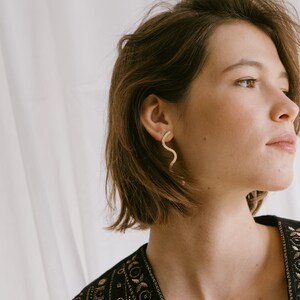 Snake Dangle Earrings | Aesthetic Jewelry | Serpent Earrings | Statement Jewelry | Long Wavy Earrings | Bold Gold Earrings