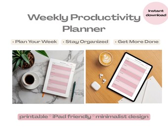 Weekly Planner Printable | Minimalist Weekly Planner | Productivity Planner | iPad Planner | Time Management