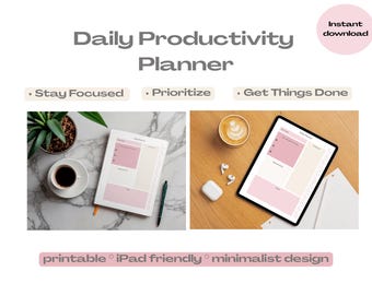 Minimalist Daily Productivity Planner | Focus, Time Management (Digital Download)